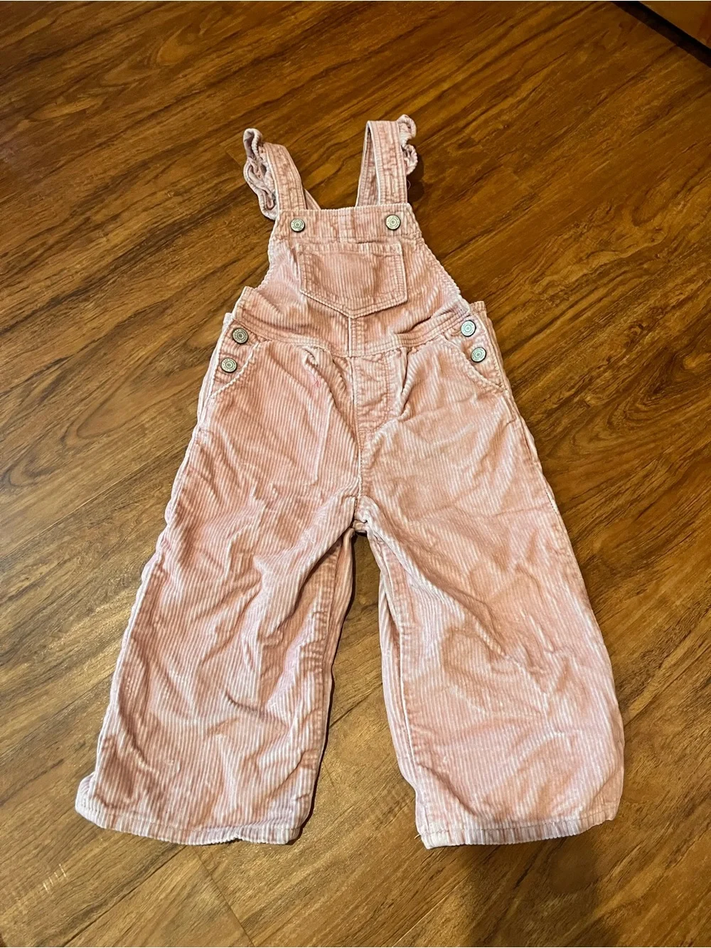 GAP Pink Corduroy Overalls with Ruffle Straps